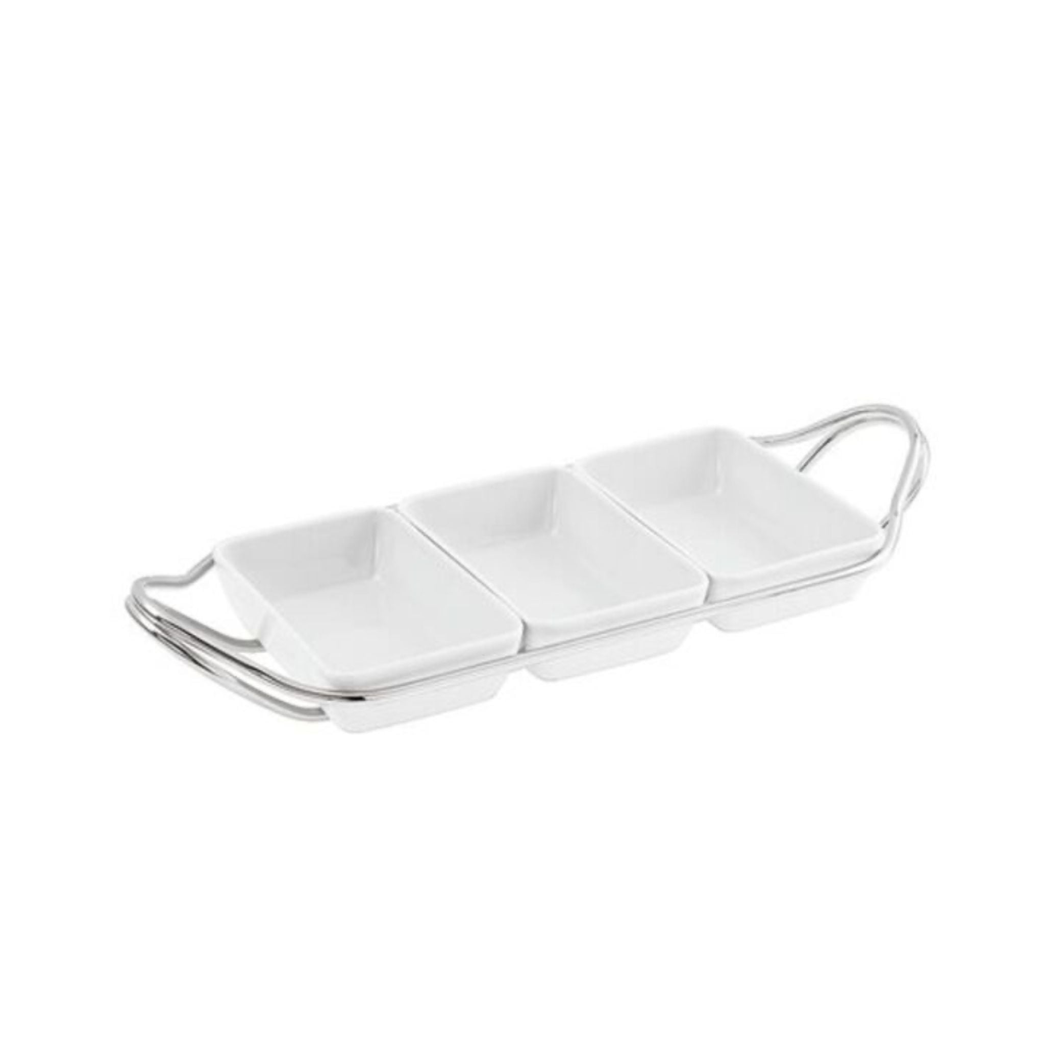  Đĩa sứ 3 ngăn New Living Porcelain Mirror Steel Sambonet 