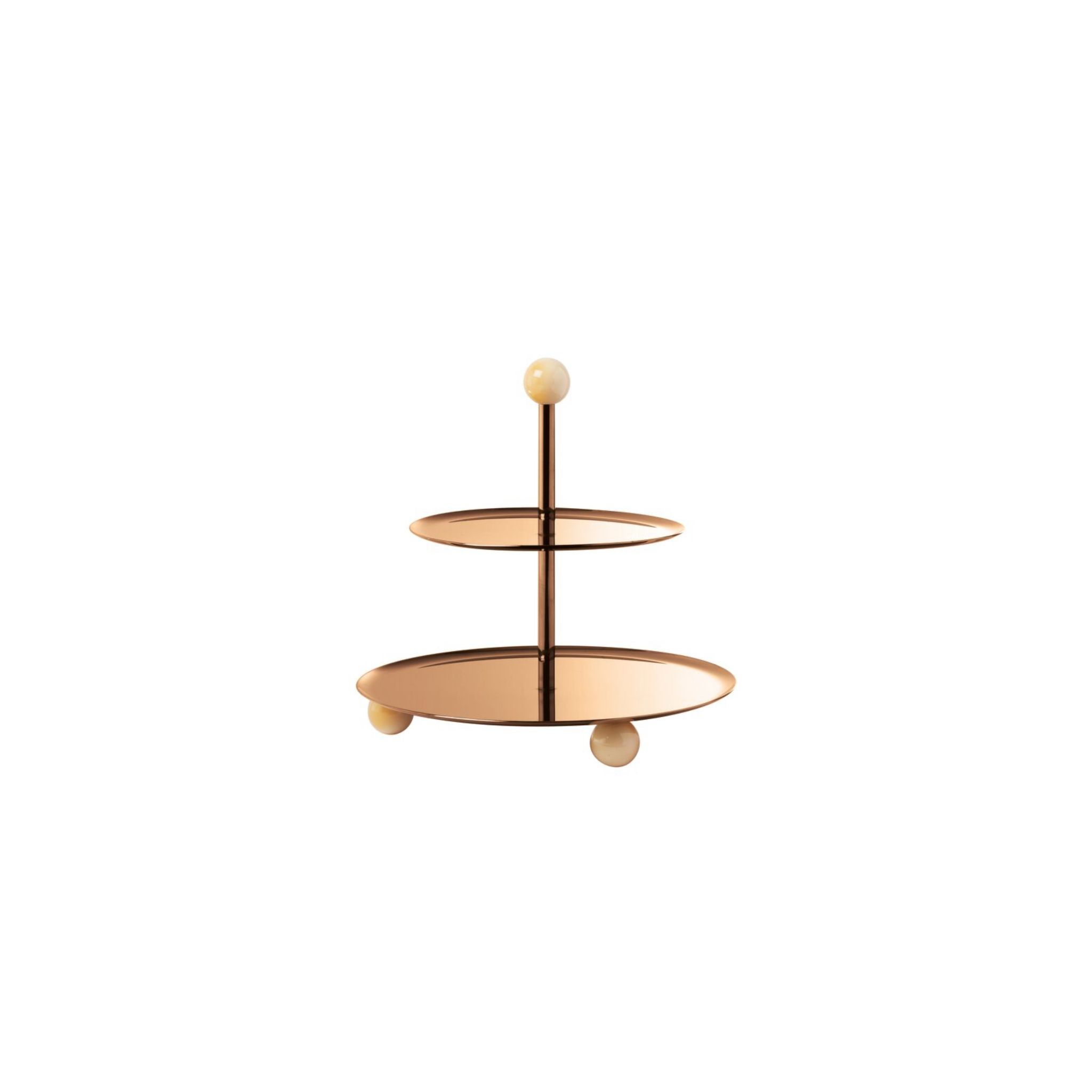  Đĩa bánh 2 tầng Penelope Resin Mirror PVD Rum Sambonet 