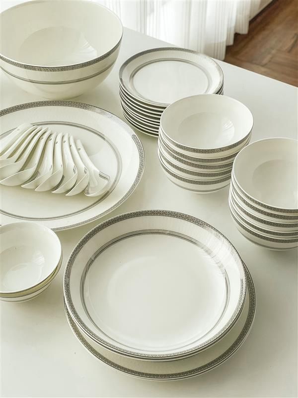  Bộ đồ ăn sứ xương bạch kim anh 