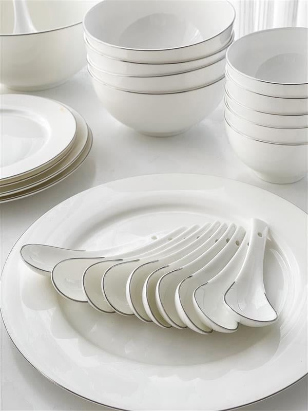  Bộ đồ ăn sứ xương viền bạc 