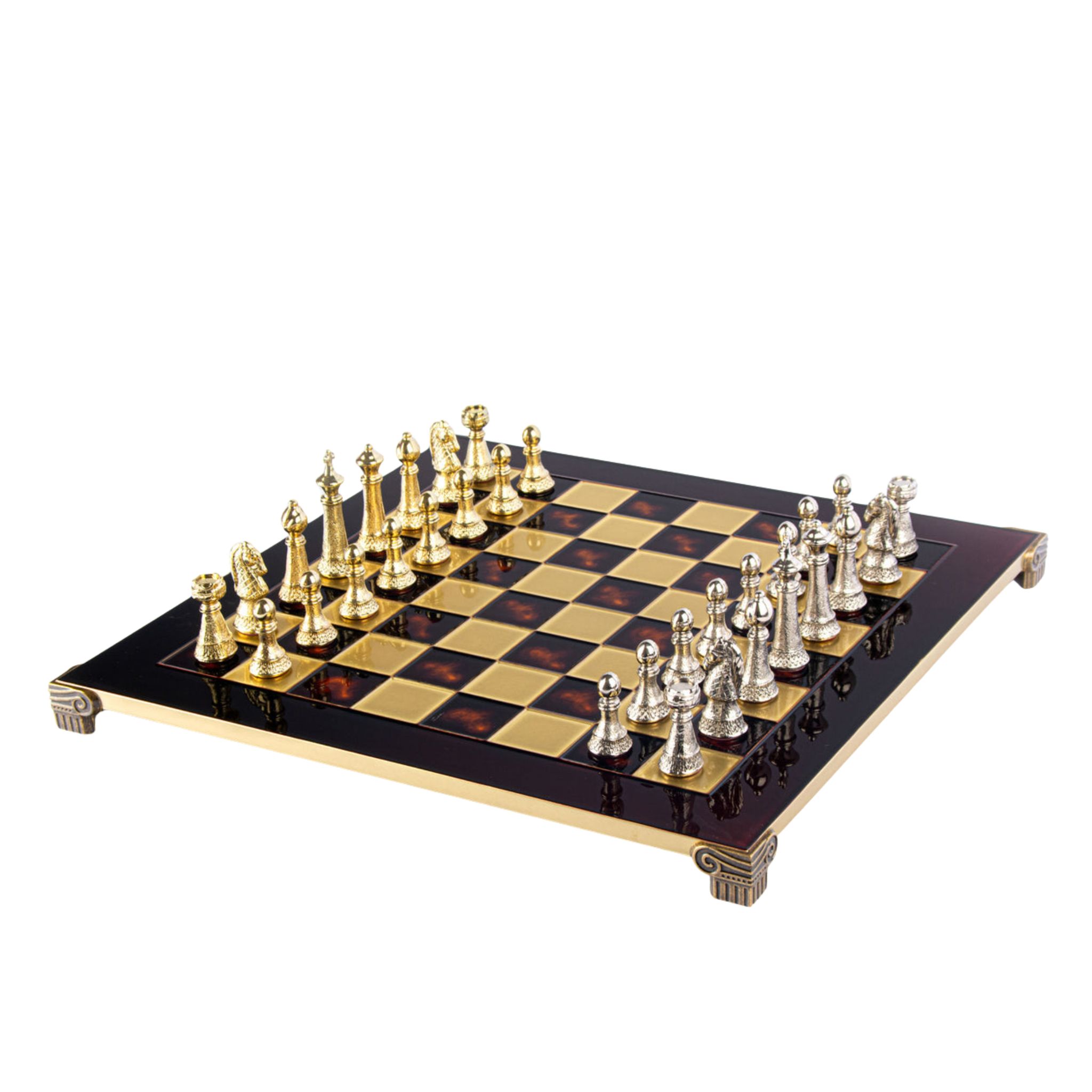  Bộ bàn cờ Classic Metal Staunton đỏ 44cm (Gold/Silver) Manopoulos 