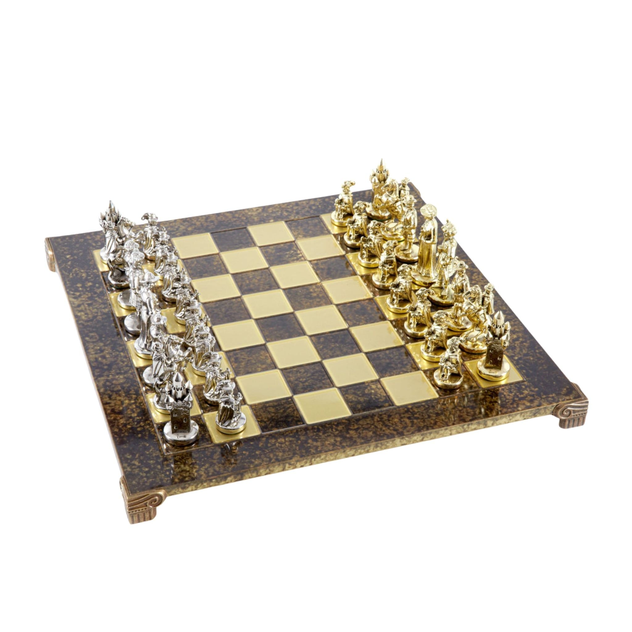  Bộ bàn cờ Medieval Knights Metal nâu 44cm (Gold/Silver) Manopoulos 