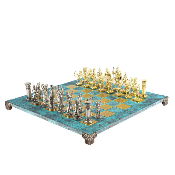  Bộ bàn cờ Archers Metal Turquoise Patina 44cm (Gold/Silver) Manopoulos 