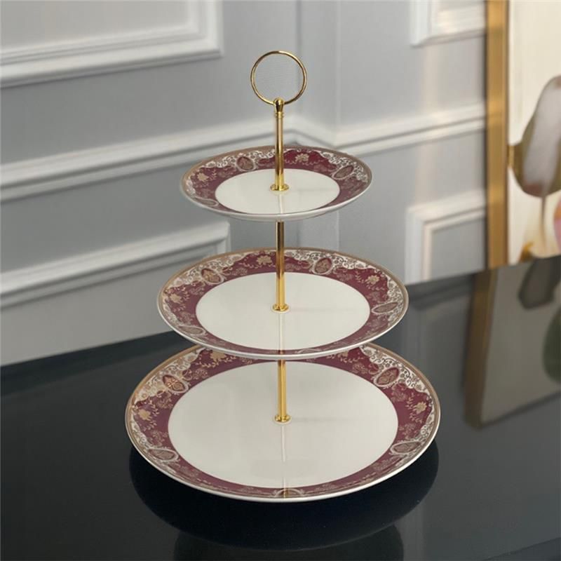  Đĩa 3 tầng hoa dây đỏ 