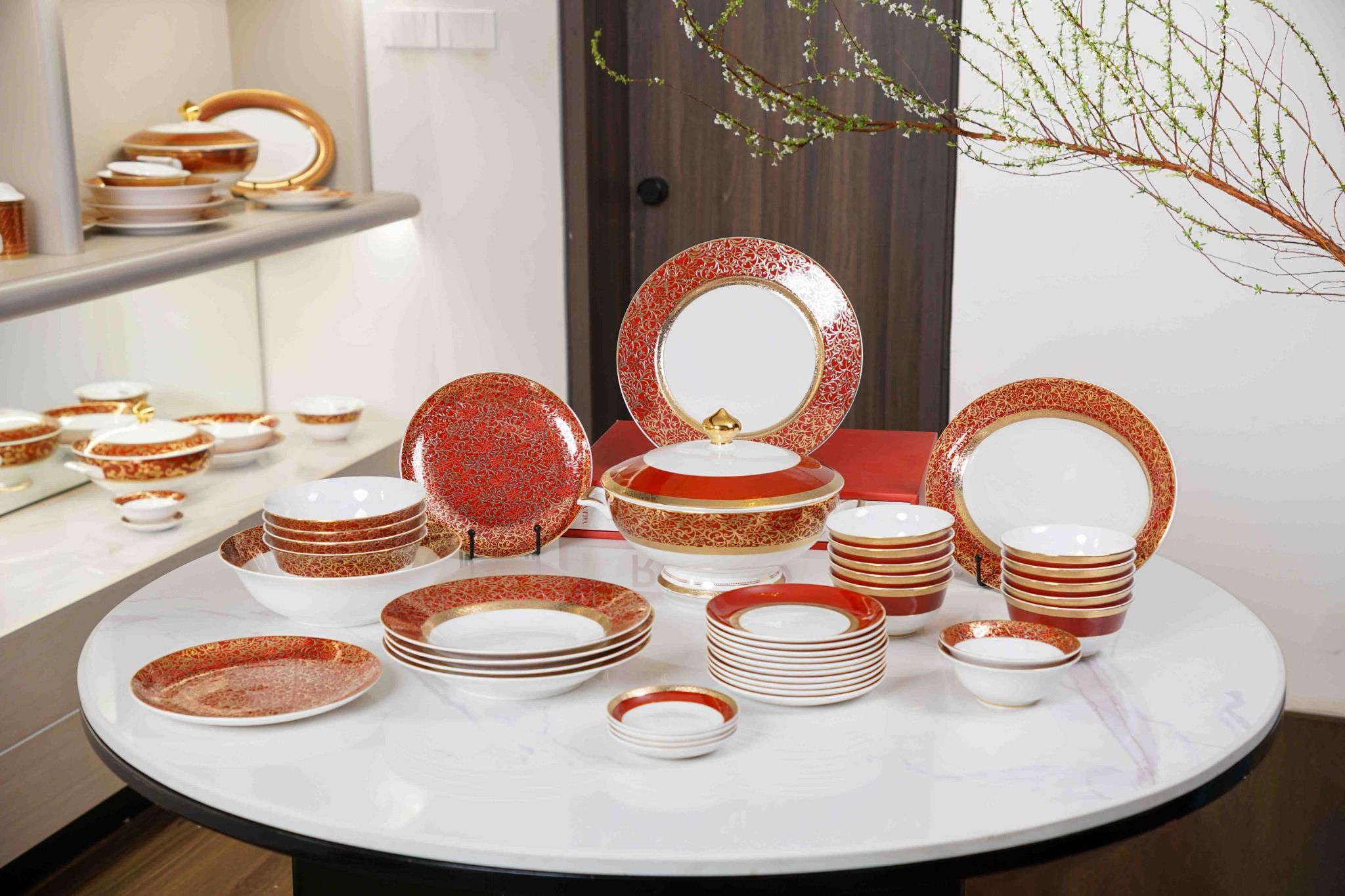  Bộ đồ ăn Abbey đỏ 41 sản phẩm Spedona 