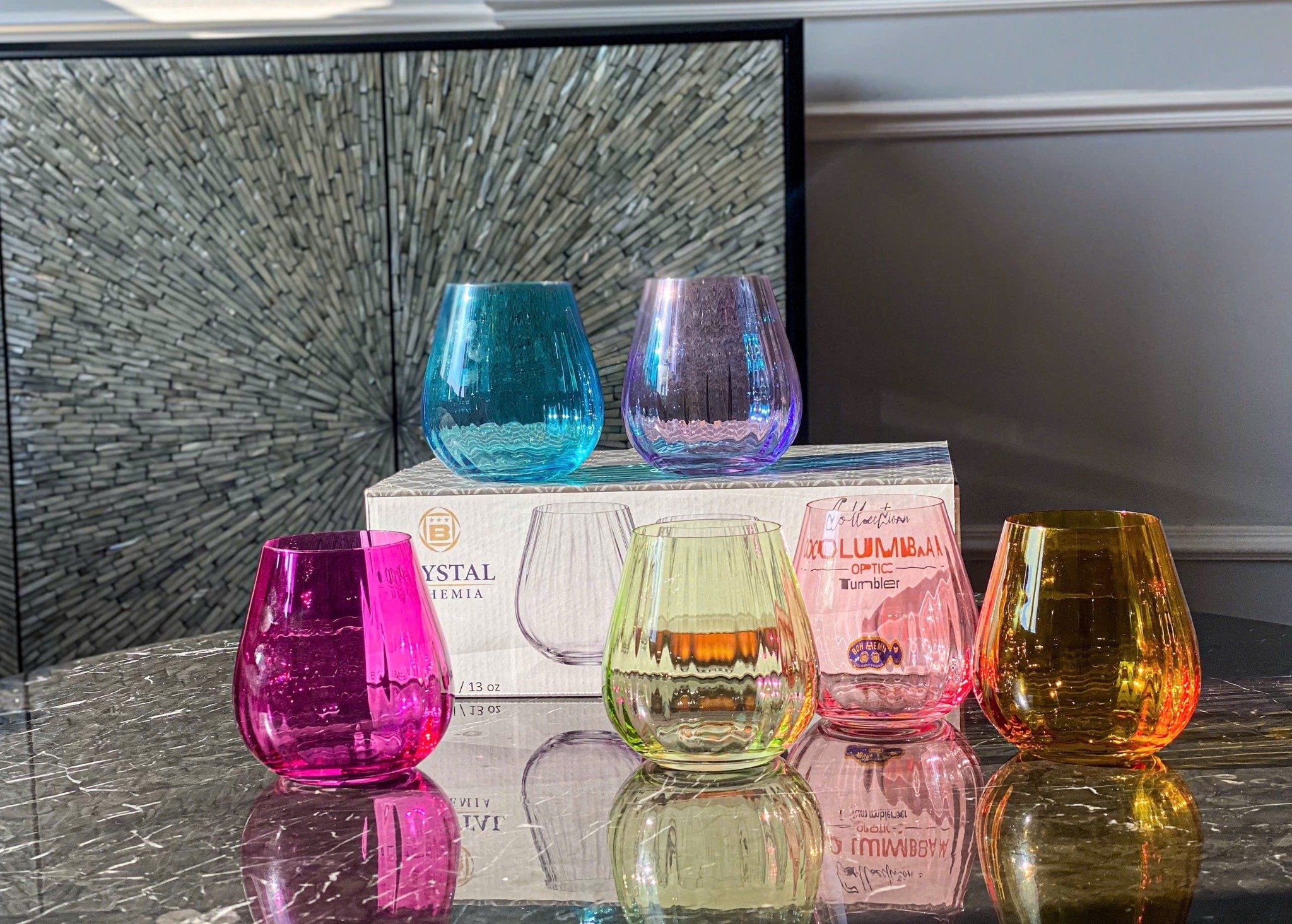  Set 6 cốc Columba màu 380ml Crystal Bohemia 