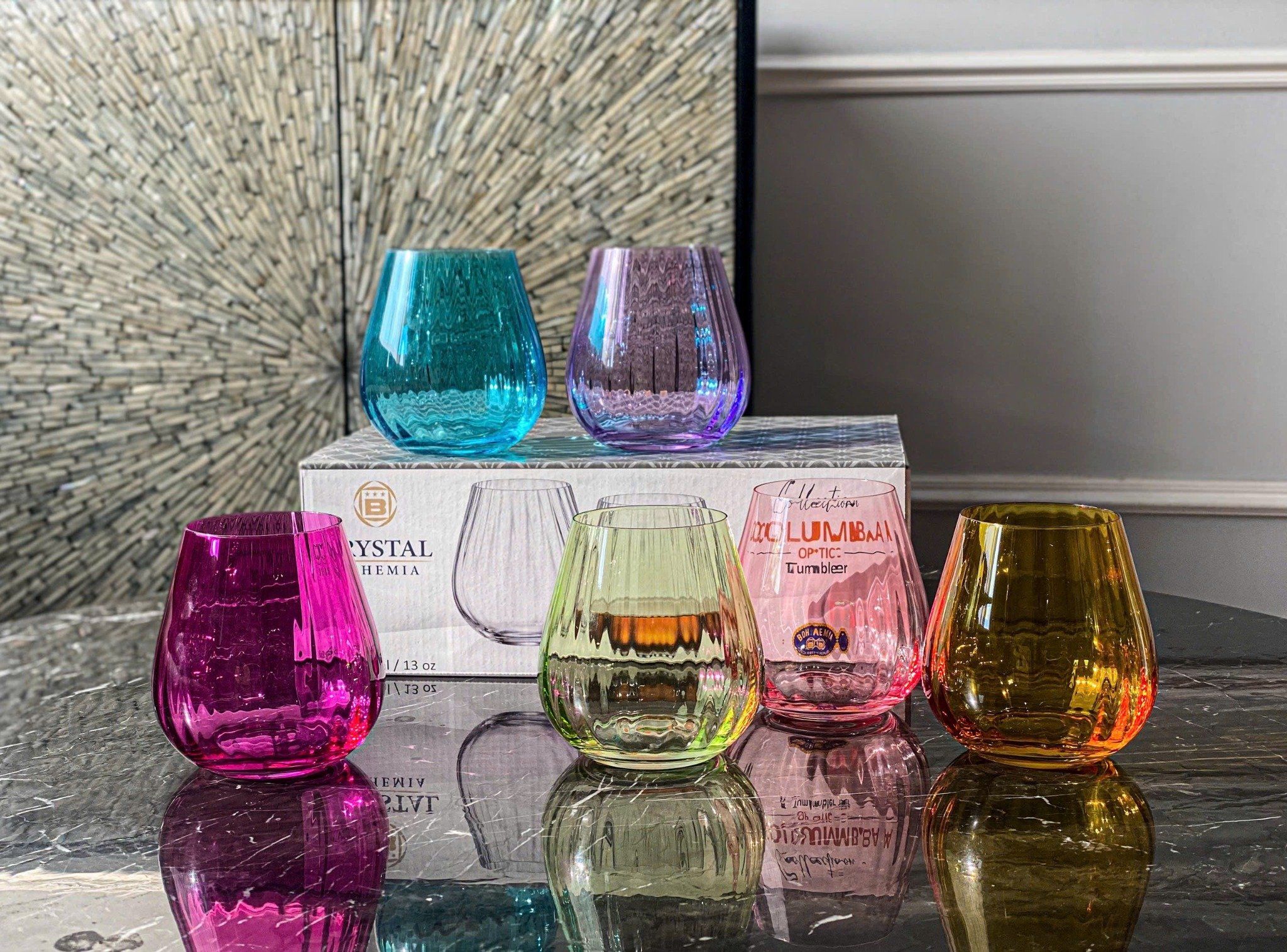  Set 6 cốc Columba màu 380ml Crystal Bohemia 