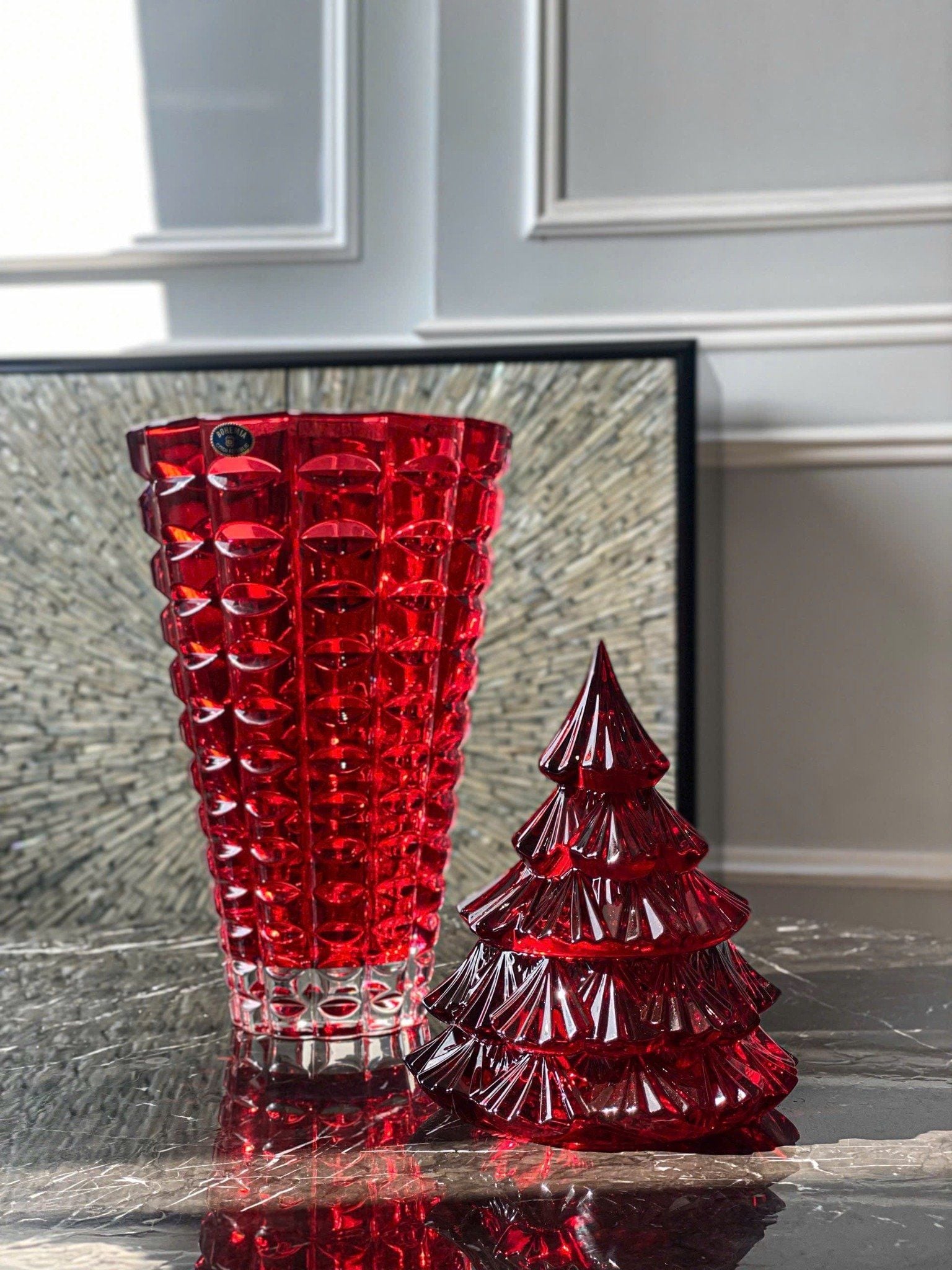  Lọ hoa Millenium đỏ 26cm Crystal Bohemia 