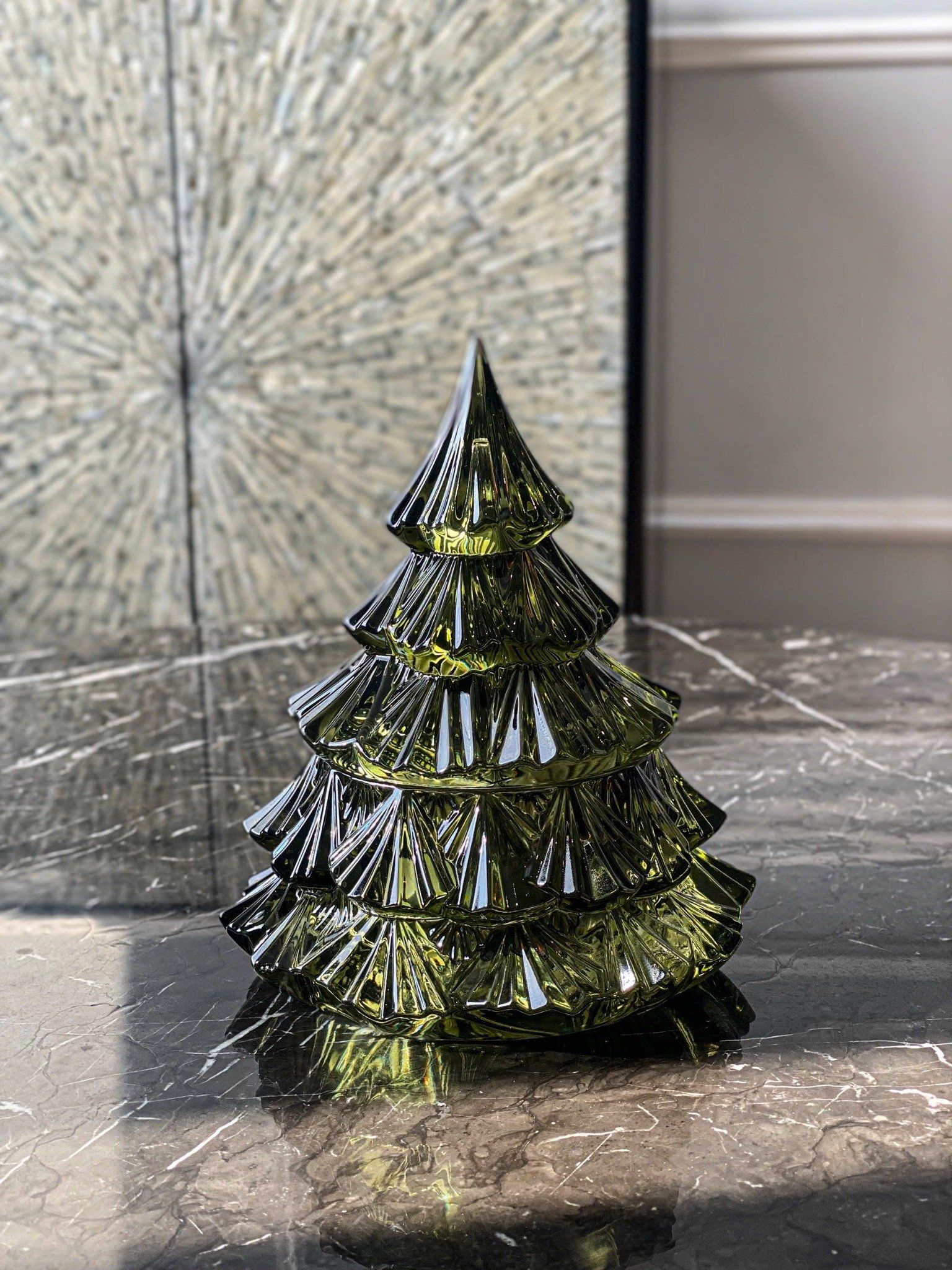  Thố Tree xanh lá 16.5cm Crystal Bohemia 