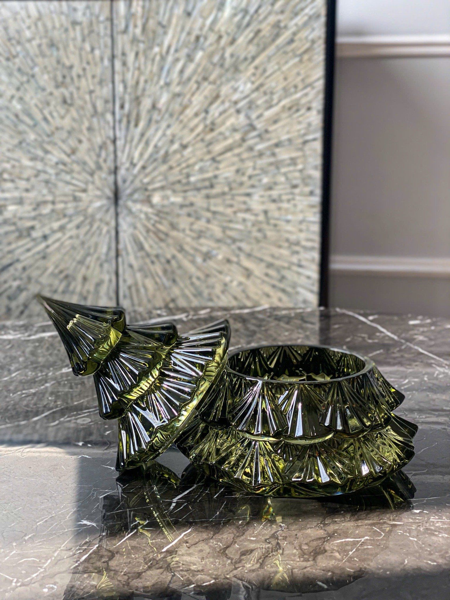  Thố Tree xanh lá 16.5cm Crystal Bohemia 