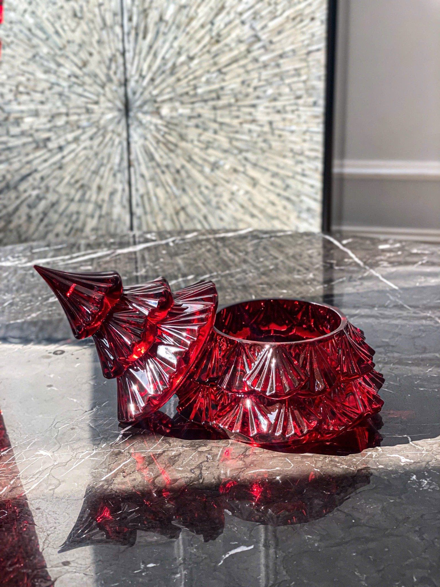  Thố Tree đỏ 16.5cm Crystal Bohemia 