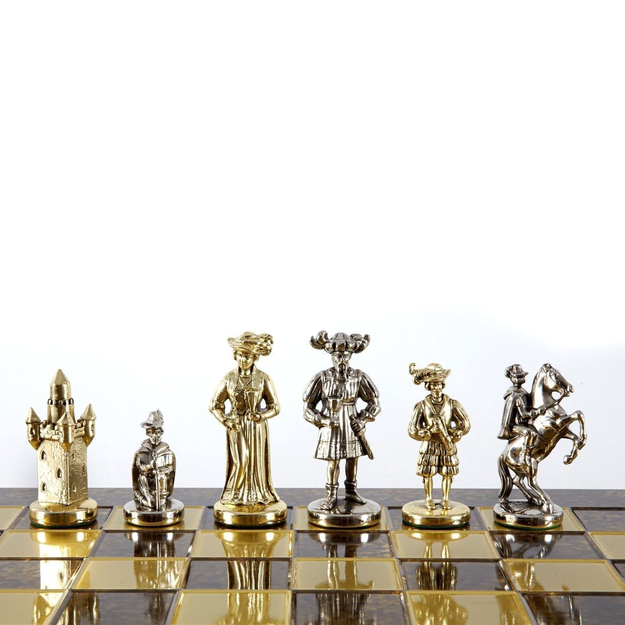 Bộ bàn cờ Medieval Knights Metal nâu 44cm (Gold/Silver) Manopoulos 