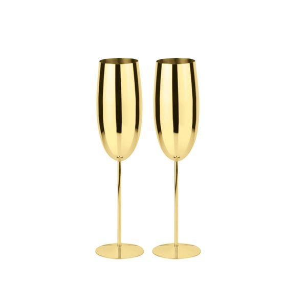  Set 2 ly Champagne S/Steel Gold Look Sambonet 