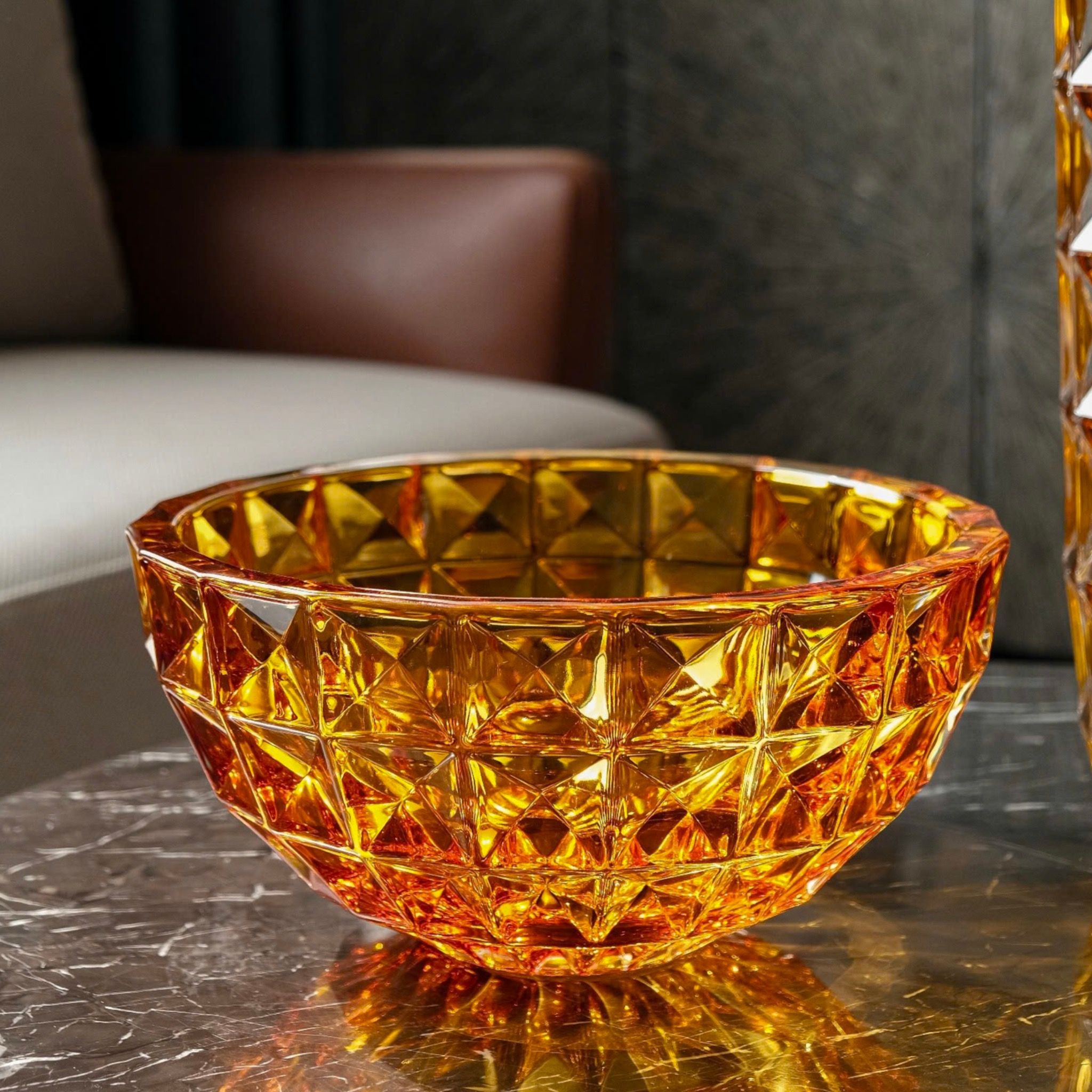  Tô kim cương vàng 28cm Crystal Bohemia 