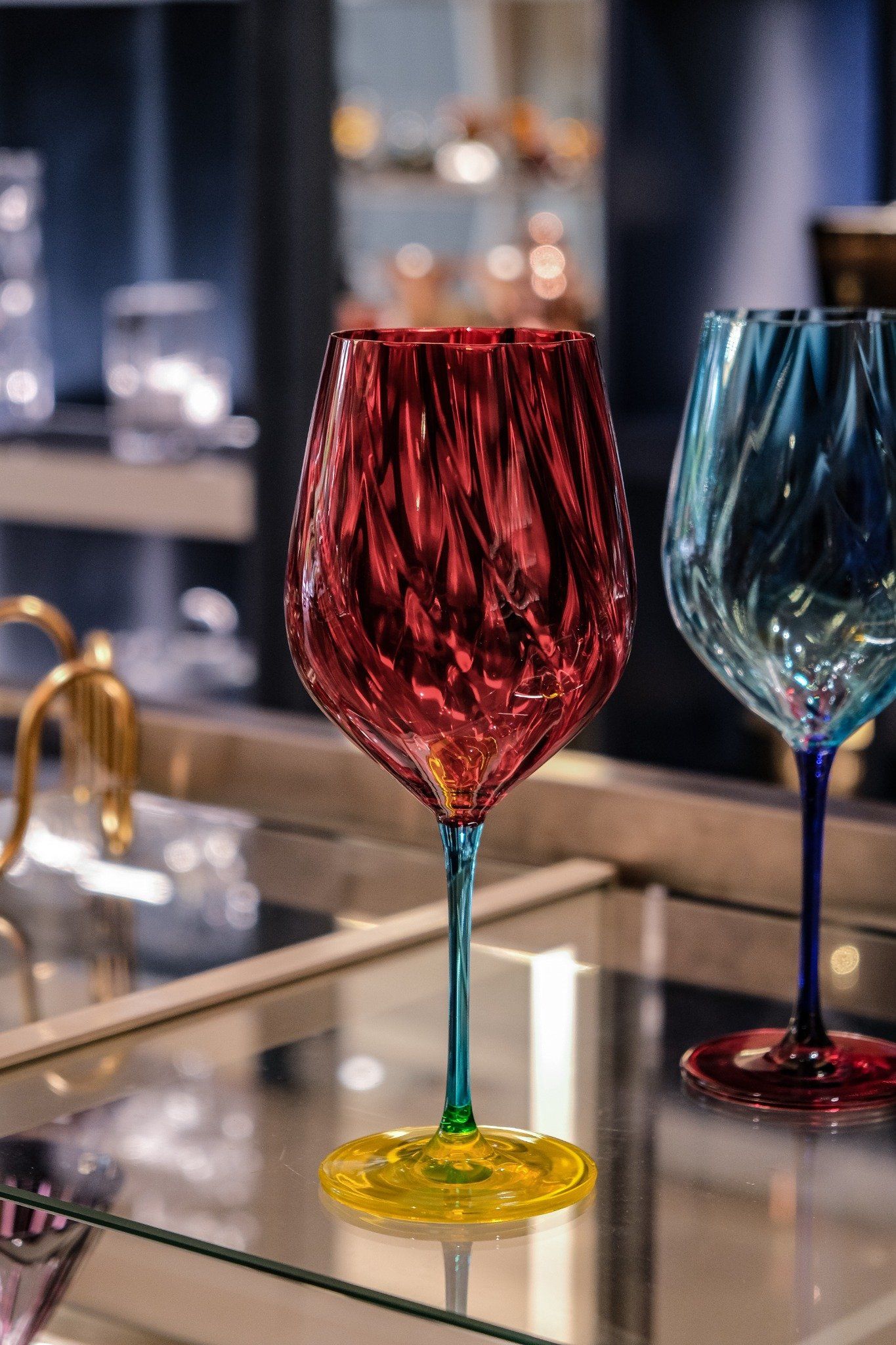  Set 6 ly vang Uria màu 600ml Crystal Bohemia 