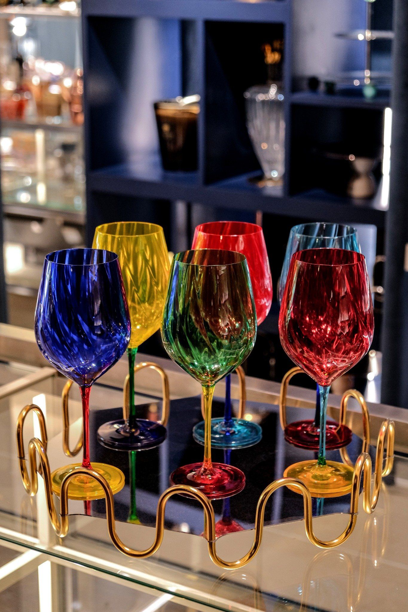  Set 6 ly vang Uria màu 600ml Crystal Bohemia 