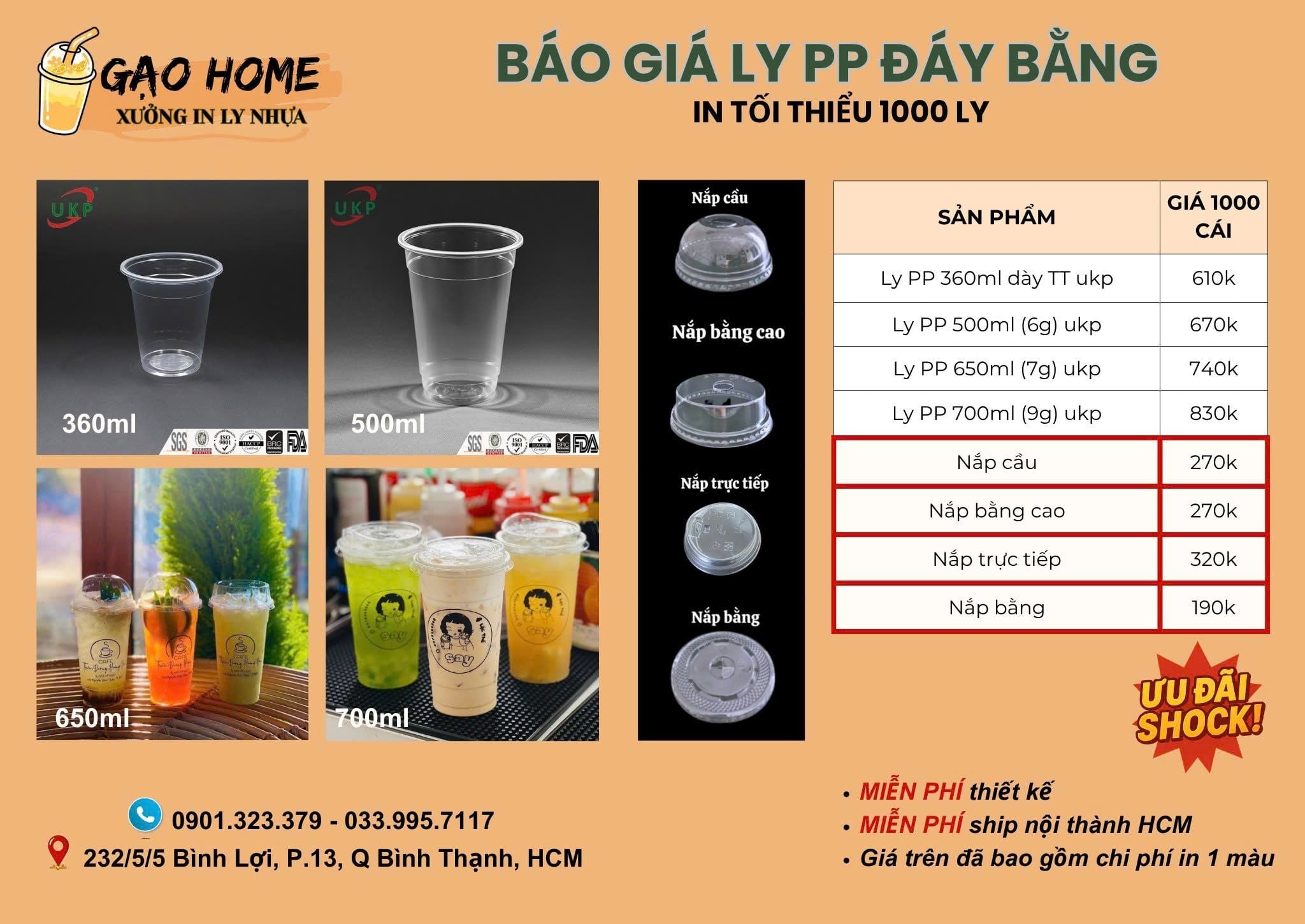  BÁO GIÁ LY NHỰA - LY GIẤY GẠO HOME 