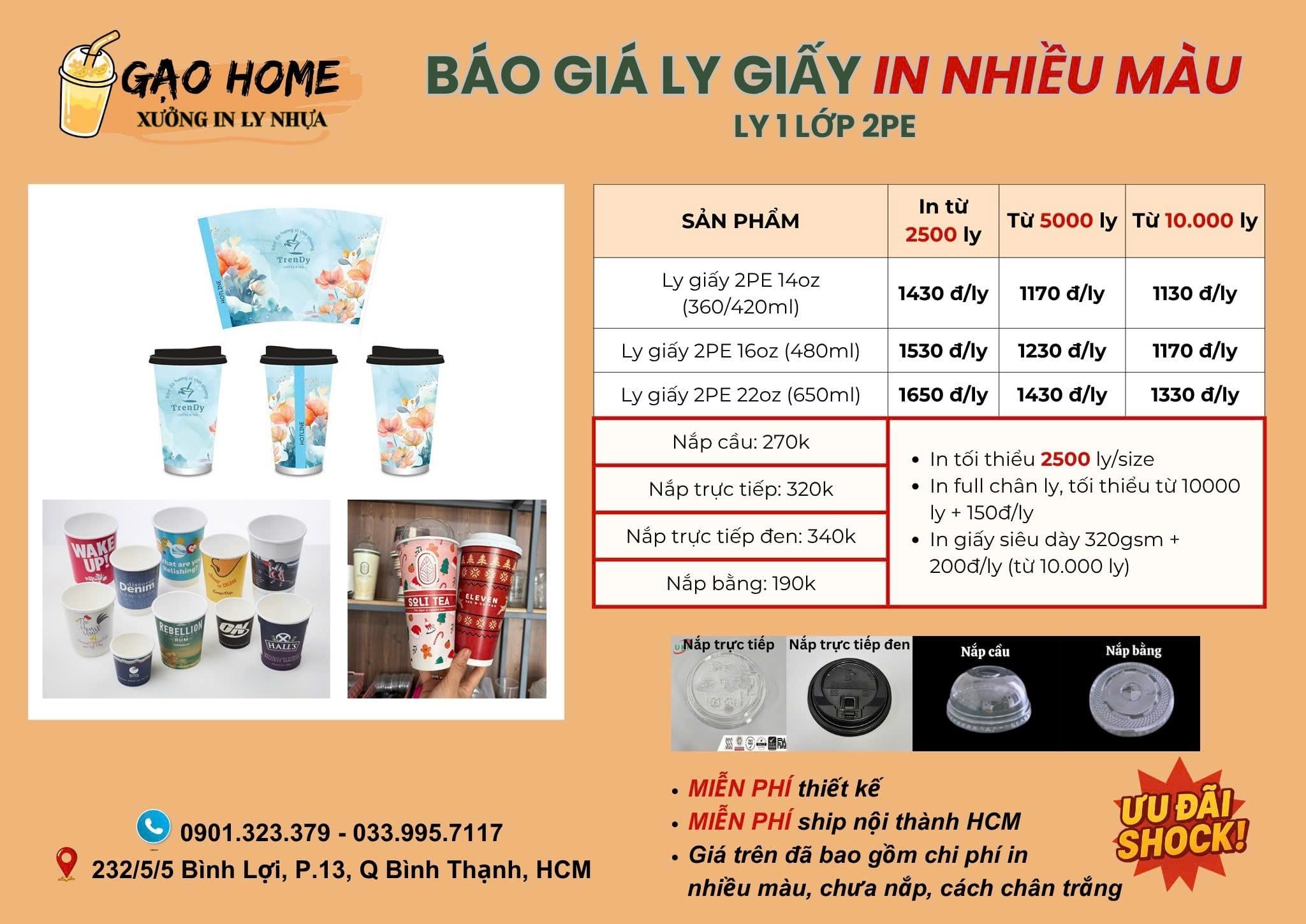  BÁO GIÁ LY NHỰA - LY GIẤY GẠO HOME 