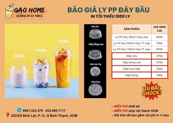  BÁO GIÁ LY NHỰA - LY GIẤY GẠO HOME 
