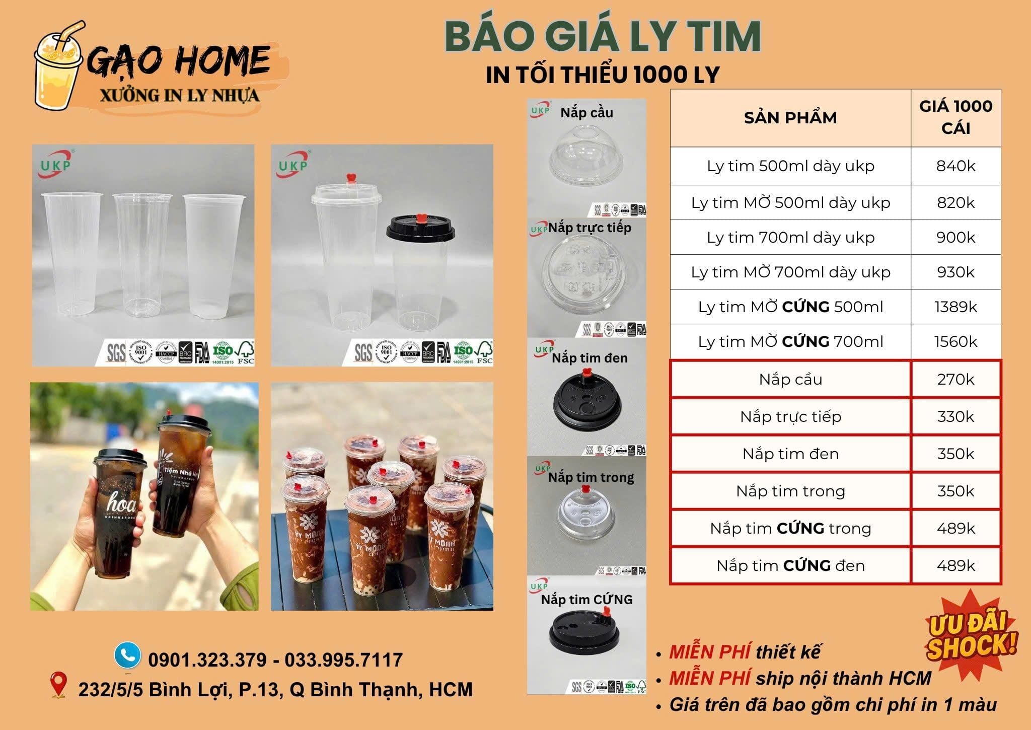  BÁO GIÁ LY NHỰA - LY GIẤY GẠO HOME 