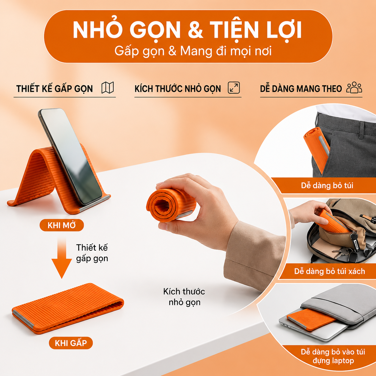  Giá Đỡ Điện Thoại Đa Năng Silicon Gấp Gọn - Kê Điện Thoại, Máy Tính Bảng, Laptop Chống Trượt - FREESHIP 
