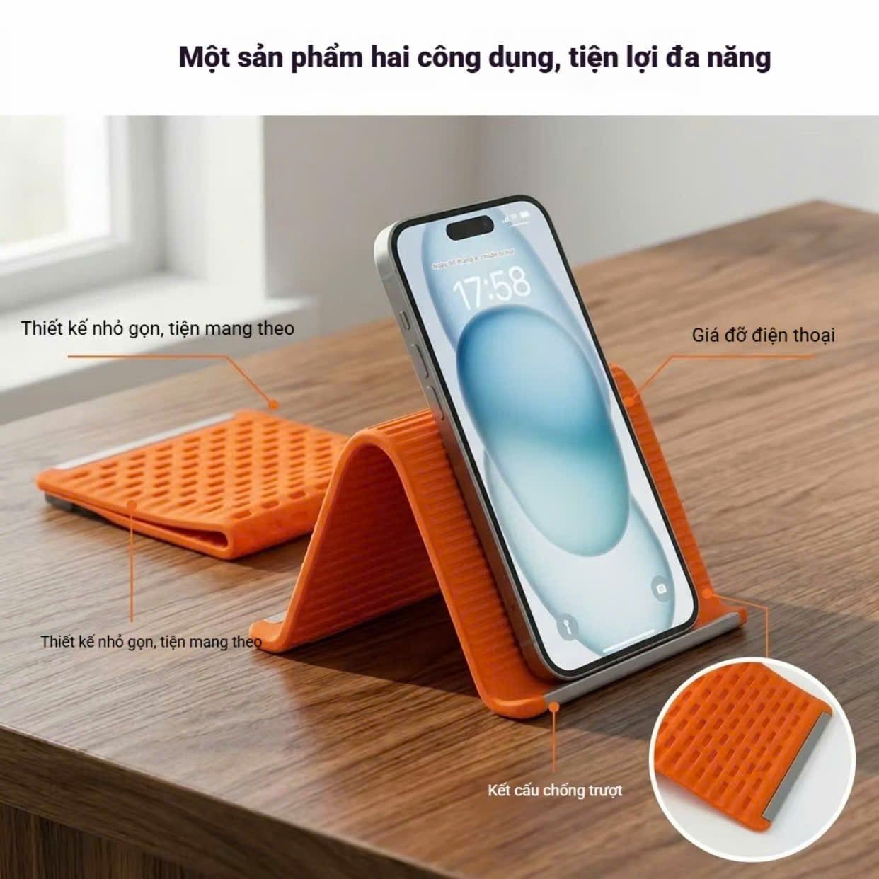  Giá Đỡ Điện Thoại Đa Năng Silicon Gấp Gọn - Kê Điện Thoại, Máy Tính Bảng, Laptop Chống Trượt - FREESHIP 