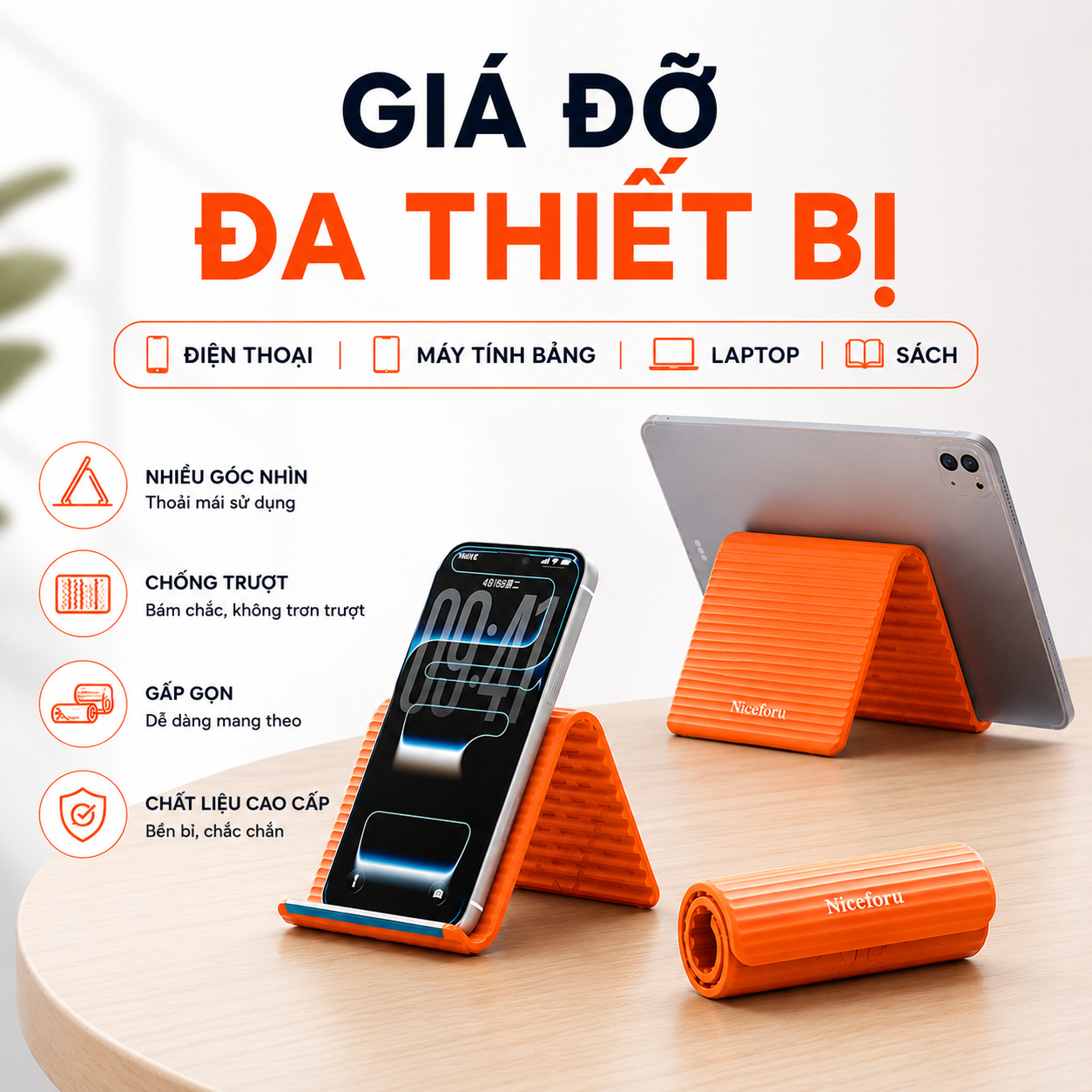  Giá Đỡ Điện Thoại Đa Năng Silicon Gấp Gọn - Kê Điện Thoại, Máy Tính Bảng, Laptop Chống Trượt - FREESHIP 