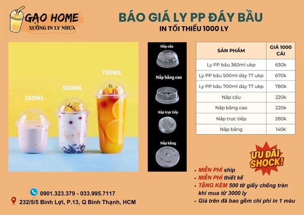 BÁO GIÁ LY NHỰA - LY GIẤY GẠO HOME 