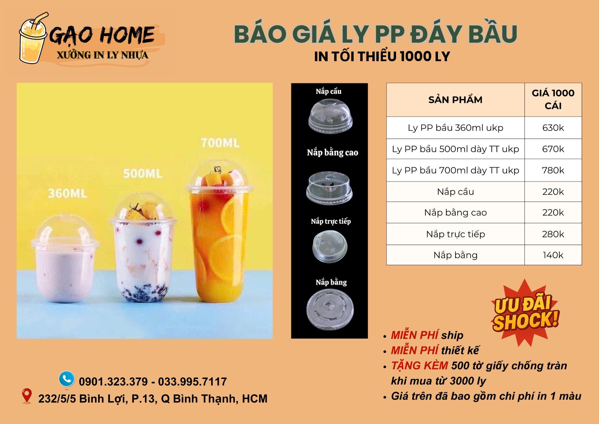  BÁO GIÁ LY NHỰA - LY GIẤY GẠO HOME 