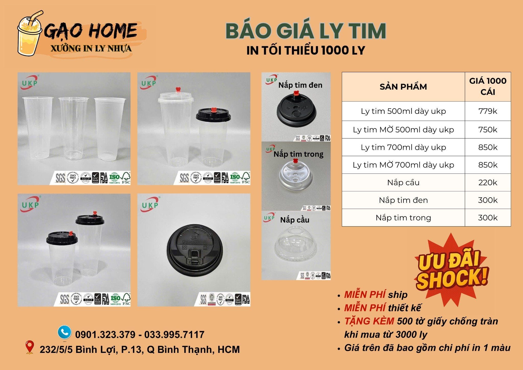  BÁO GIÁ LY NHỰA - LY GIẤY GẠO HOME 