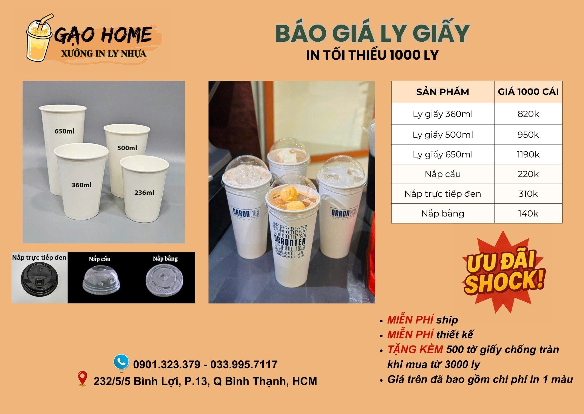  BÁO GIÁ LY NHỰA - LY GIẤY GẠO HOME 