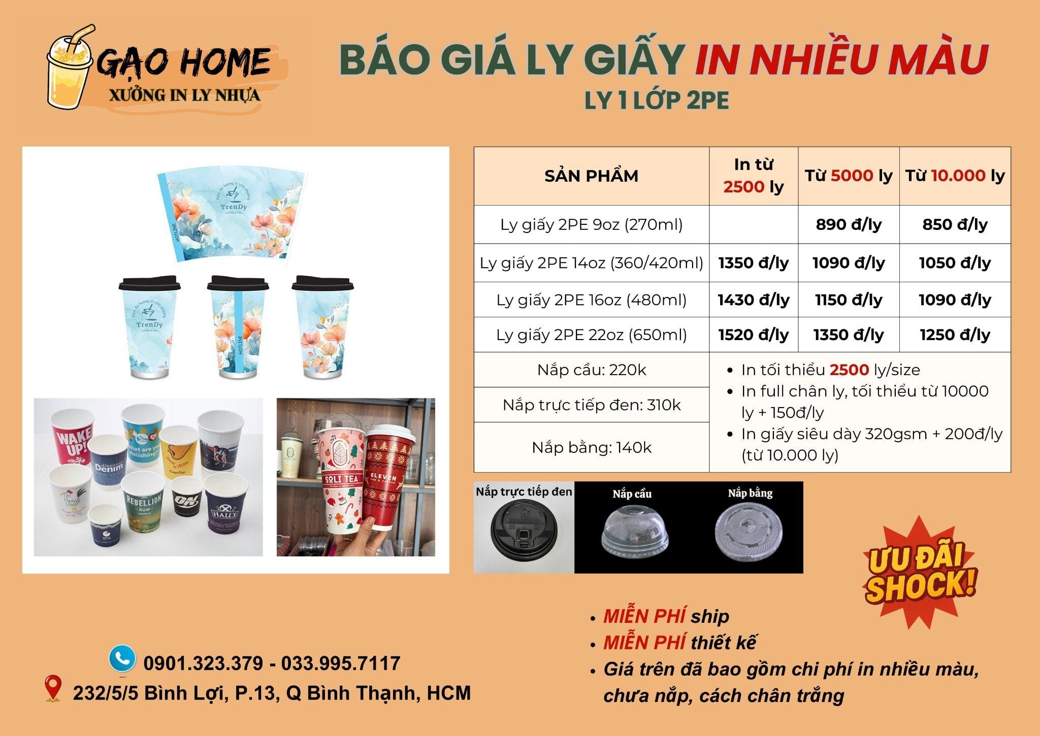  BÁO GIÁ LY NHỰA - LY GIẤY GẠO HOME 