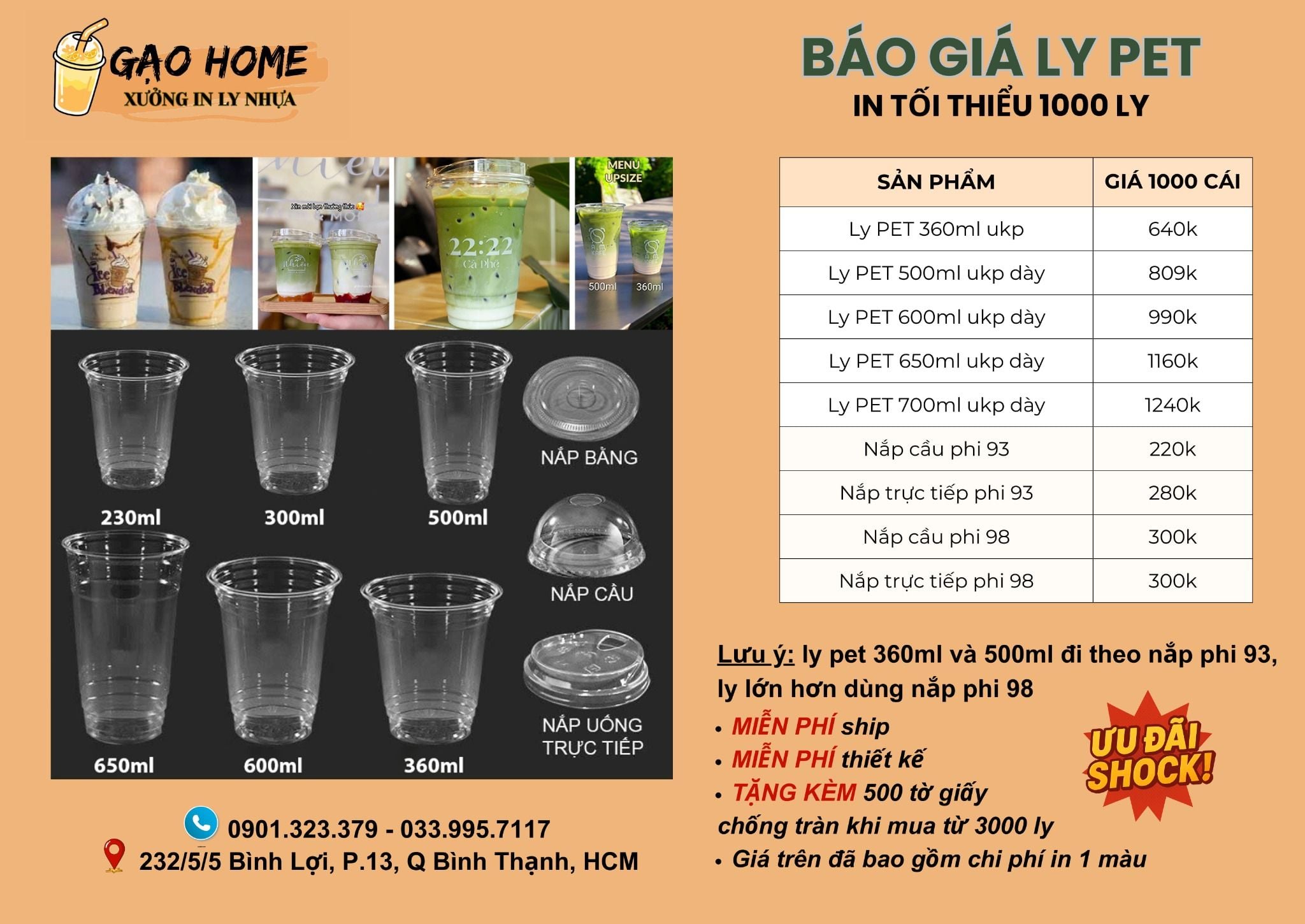  BÁO GIÁ LY NHỰA - LY GIẤY GẠO HOME 