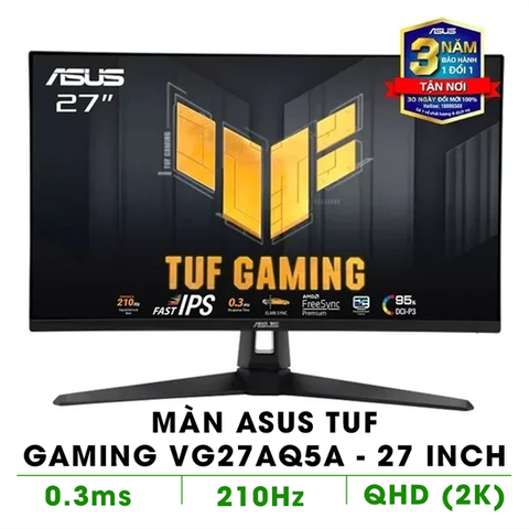 MÀN HÌNH ASUS TUF GAMING VG27AQ5A ( 27'',2K,IPS, 210Hz (OC), 0.3ms,) PHẲNG