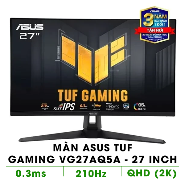 MÀN HÌNH ASUS TUF GAMING VG27AQ5A ( 27'',2K,IPS, 210Hz (OC), 0.3ms,) PHẲNG