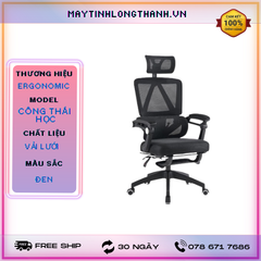 Ghế công thái học CTH 899 Đen Có Tựa Đầu + Gác Chân
