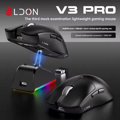 CHUỘT GAMING LDON V3 PRO ĐEN ( 3 MODE)