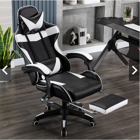 GHẾ GAMING CHÂN XOAY TRẮNG 03 ( CÓ MASSAGE + GÁC CHÂN)