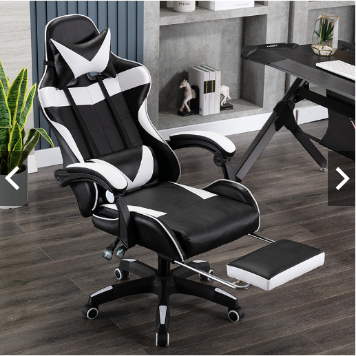GHẾ GAMING CHÂN XOAY TRẮNG 03 ( CÓ MASSAGE + GÁC CHÂN)