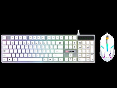COMBO PHÍM CHUỘT MAGIC KM-01L TRẮNG LED