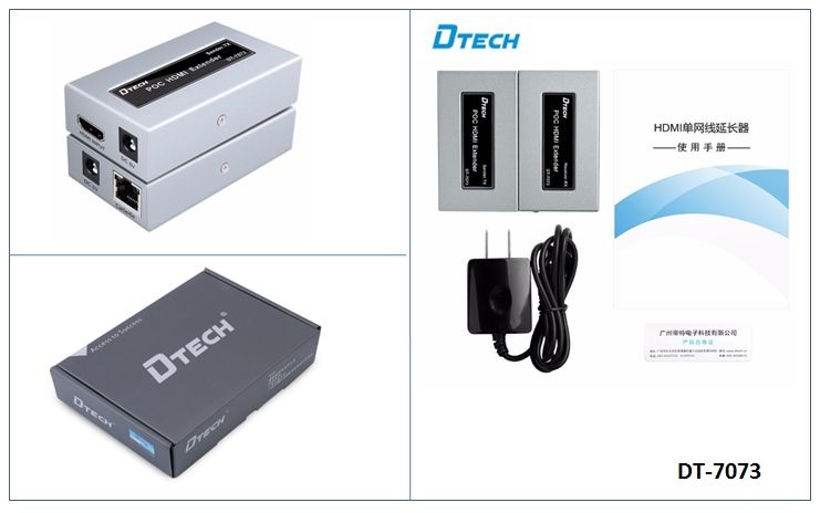 Bộ kéo dài hdmi 50M qua dây mạng DTECH DT-7073 (2 thiết bị)