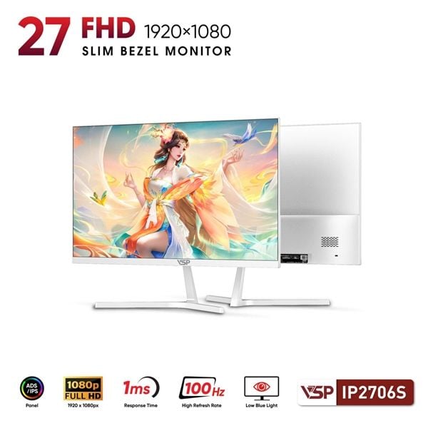 Màn hình VSP IP2706S (27inch / FHD/ IPS/ 100Hz/ 1Ms/ màu Trắng) White