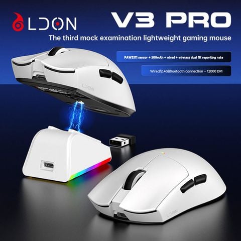 CHUỘT GAMING LDON V3 PRO TRẮNG ( 3 MODE)