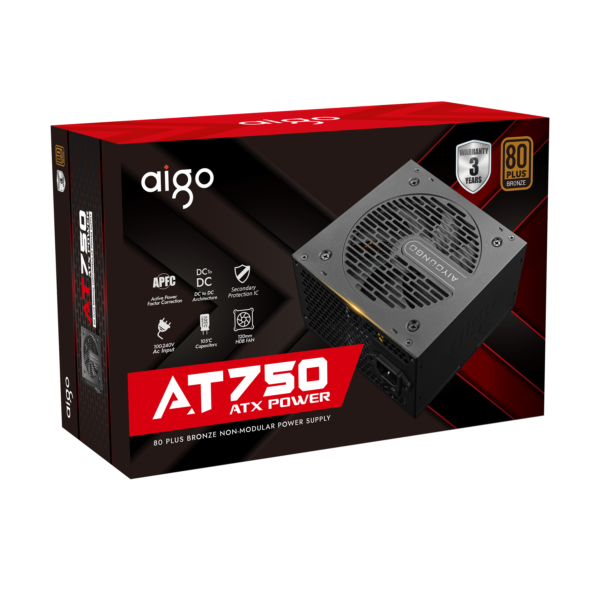 NGUỒN AIGO MODEL AT750 750W, APFC, DC TO DC 80 PLUS BRONZE