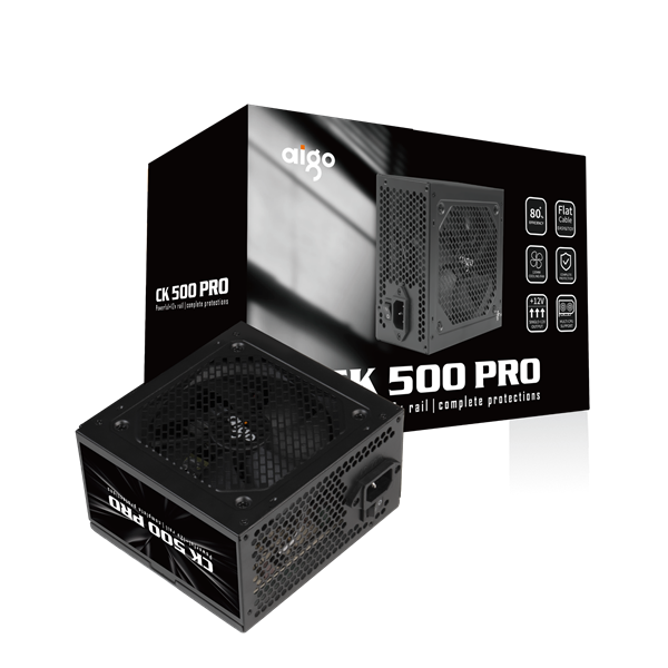 NGUỒN AIGO MODEL CK500PRO 500W 80+ EFICIENCY (DÂY CÁP ĐEN DẸT)