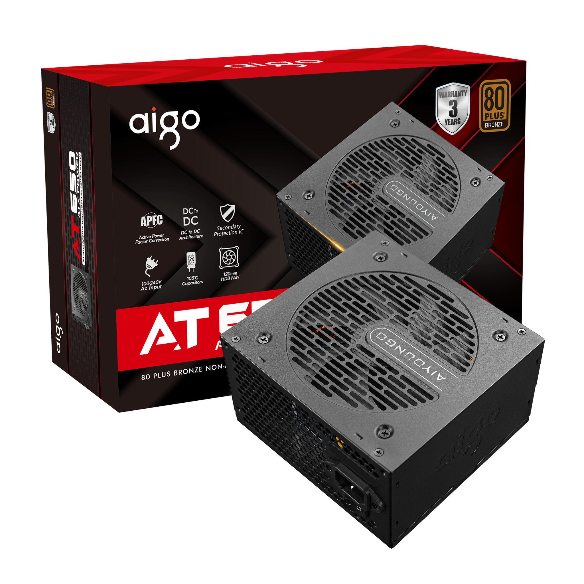 NGUỒN AIGO AT650 650W, APFC, DC TO DC 80 PLUS BRONZE