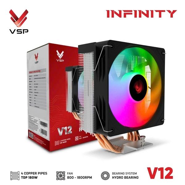TẢN NHIỆT KHÍ VSP V12 ĐEN (Intel + AMD)