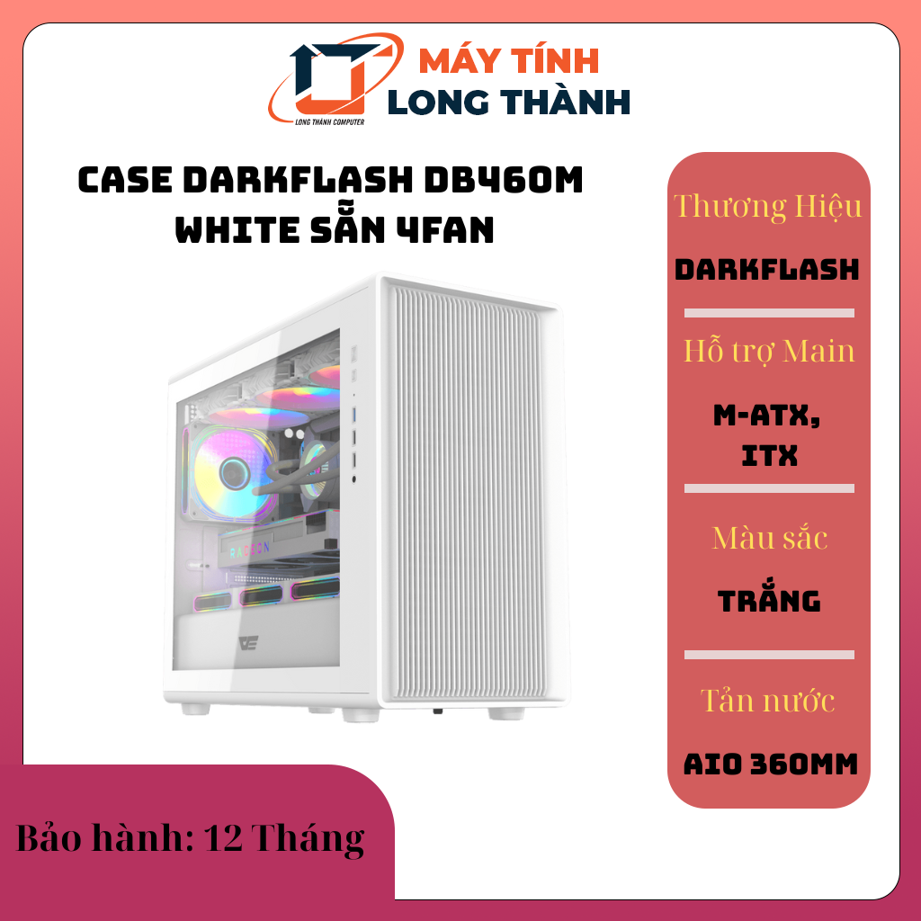 CASE DARKFLASH DB460M WHITE SẴN 4FAN