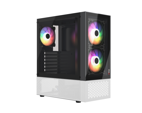 CASE MAGIC GM-04 AIR BLACK AND WHITE GLASS 3 FAN (ATX)