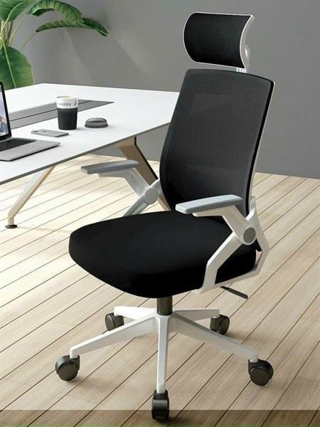 GHẾ VĂN PHÒNG 588 TRĂNG ĐEN CÓ TỰA